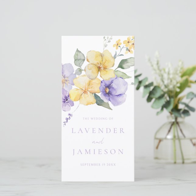 Lavender & Sunshine Floral Wedding Program (Standing Front)