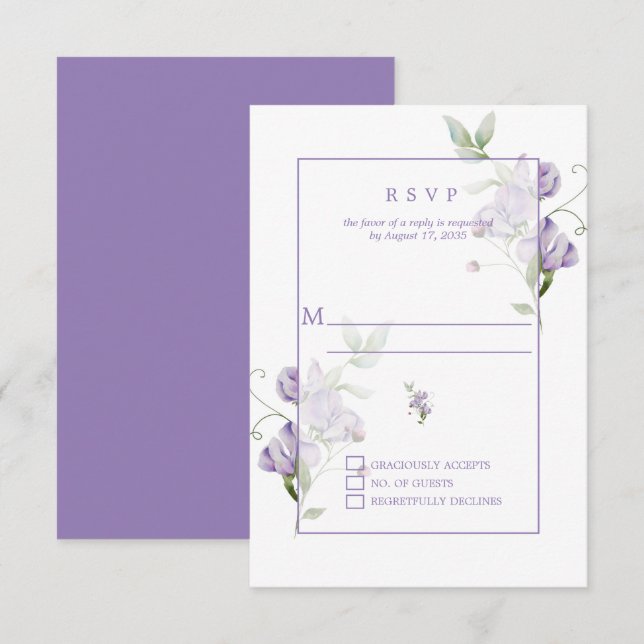 Lavender Sweet Peas RSVP Card (Front/Back)
