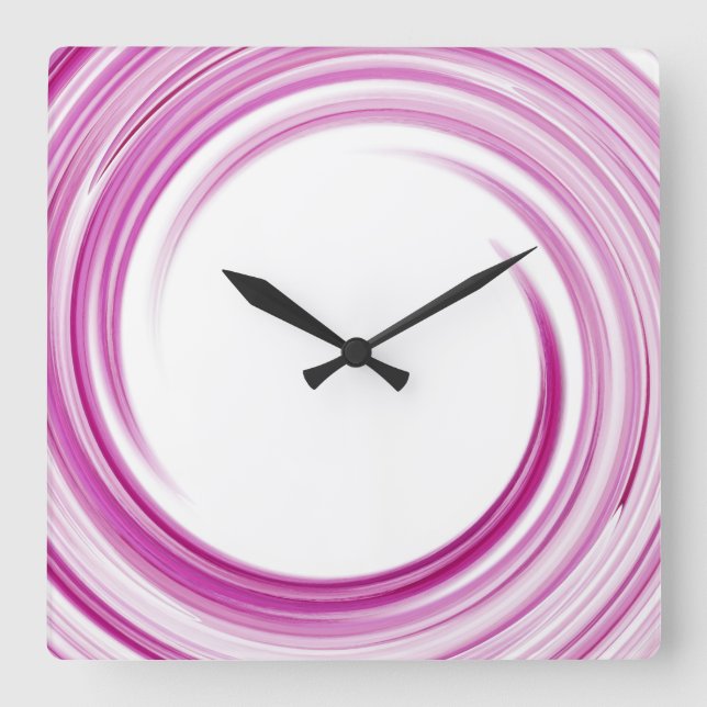 Lavender Swirl Abstract Art Square Wall Clock (Front)