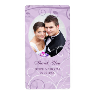 Lavender Swirls Photo Wedding Labels