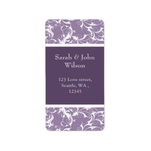 lavender swirls ,return address label