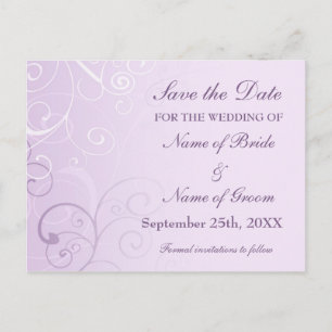 Lavender Swirls Save the Date Wedding Postcards