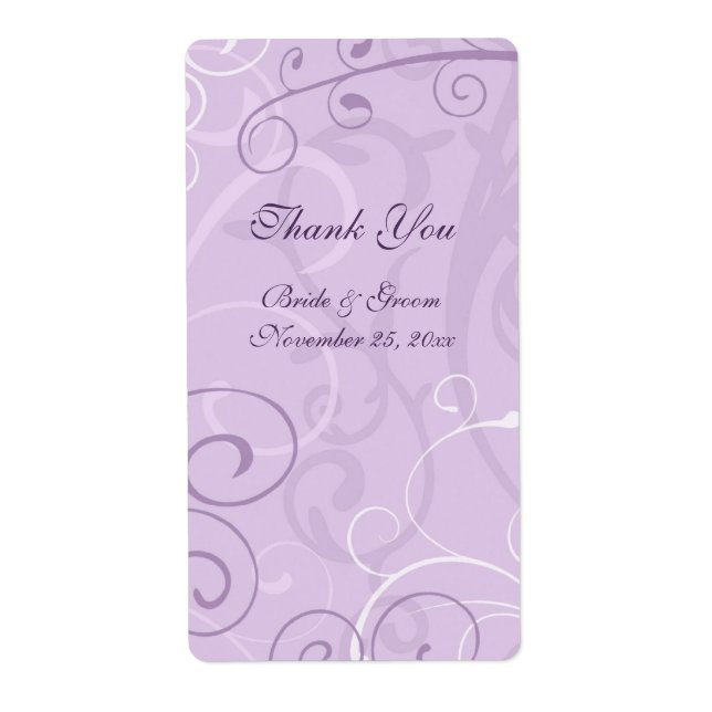Lavender Swirls Wedding Labels (Front)