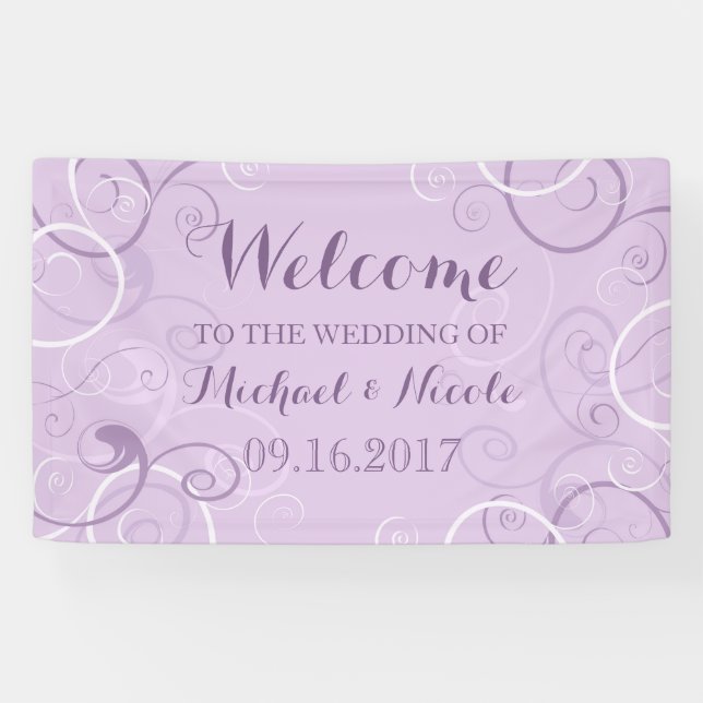 Lavender Swirls Wedding Welcome Sign (Horizontal)