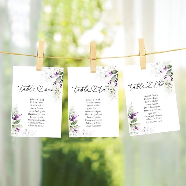 Lavender Table Number 2 Seating Chart Cards (Creator Uploaded)