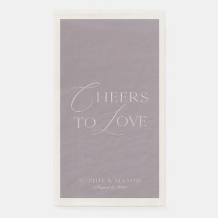 Lavender Taupe “Cheers to Love” Wedding Napkin