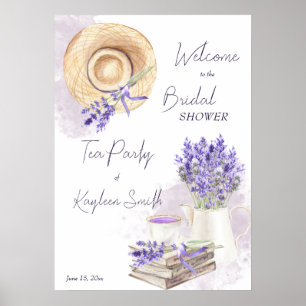 Lavender tea party bridal shower welcome sign
