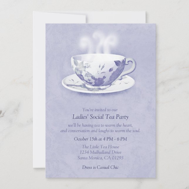 Lavender Tea Party Invitation (Front)