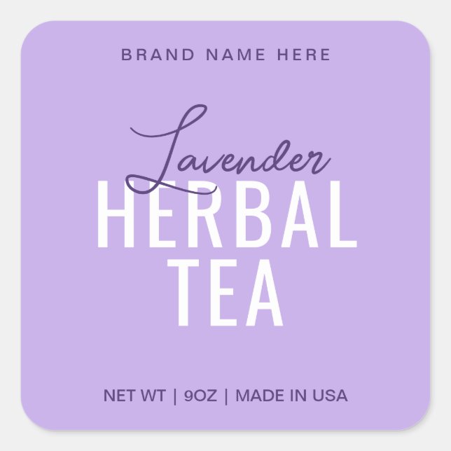 Lavender Tea Product Label Stickers Packaging (Front)