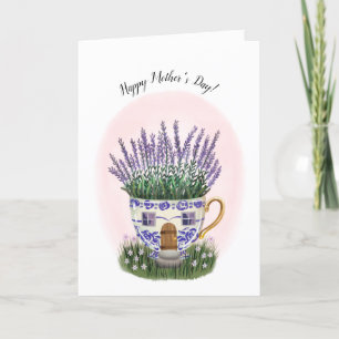 Lavender Teacup Cottage Mother's Day Card