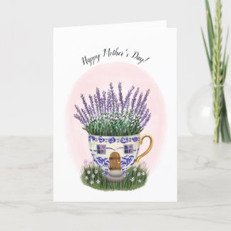 Lavender Teacup Cottage Mother's Day Card