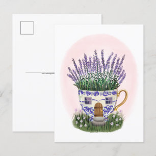 Lavender Teacup Cottage Postcard