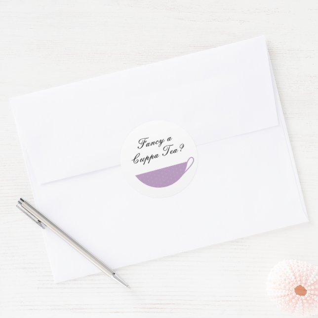 Lavender Teacup Envelope Seal & Favour Bag Sticker (Envelope)