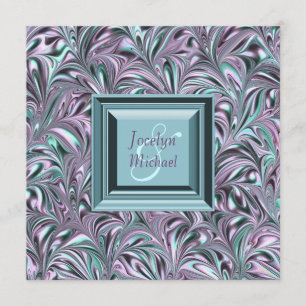 Lavender Teal Blue Wedding Invitations