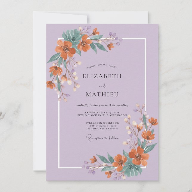 Lavender Terracotta Spring Wedding Invitation (Front)