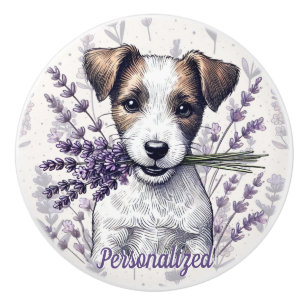 Lavender Terrier Love Ceramic Knob