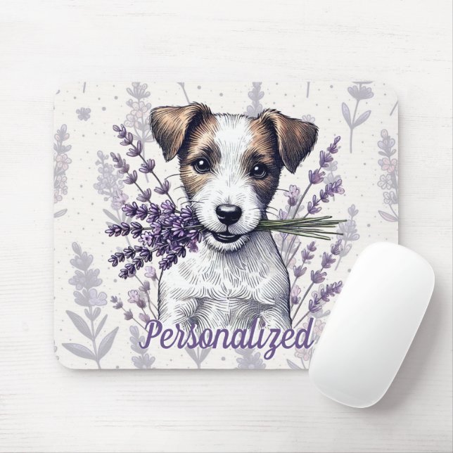 Lavender Terrier Love Mouse Mat (With Mouse)