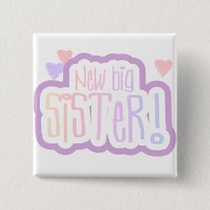 Lavender Text New Big Sister Tshirts and Gifts 15 Cm Square Badge