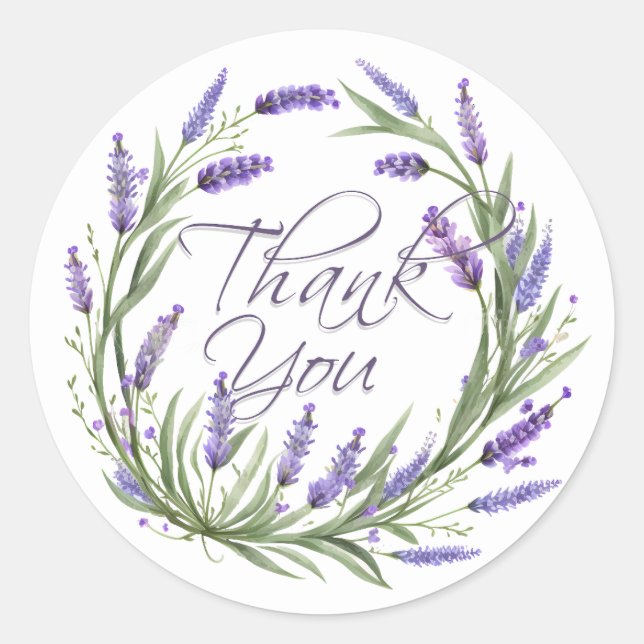 Lavender Thank You Stickers (Front)