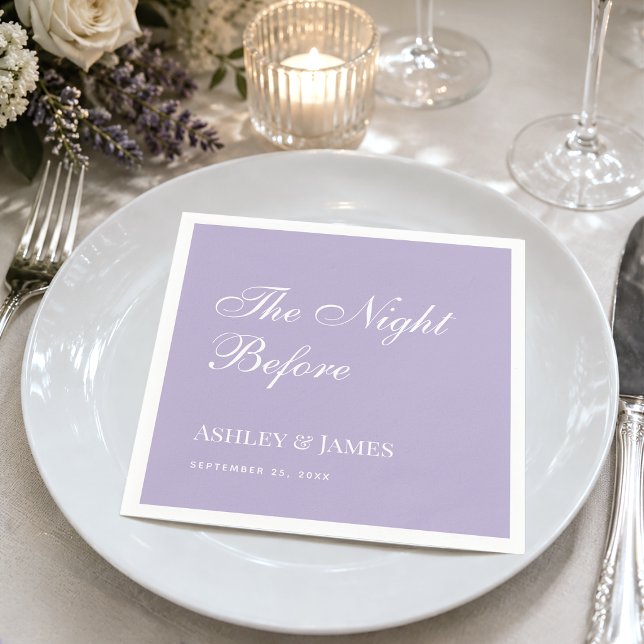 Lavender The Night Before Simple Rehearsal Dinner  Napkin (Creator Uploaded)