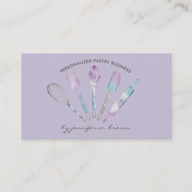 Lavender Theme Pastry Chef Home Made Bakery Business Card (Front)