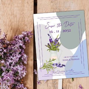 Lavender Themed Cute Pretty Floral Wedding Announcement Postcard