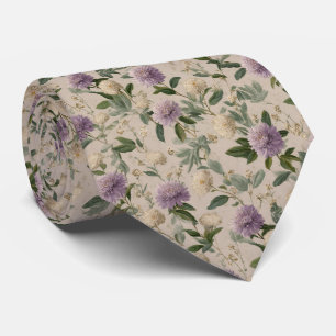Lavender Thistle Botanical Personalised Wedding Tie