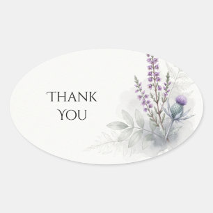 Lavender Thistle Botanical Thank You Sticker