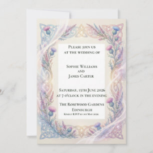 Lavender Thistle Celtic Wedding Invitation