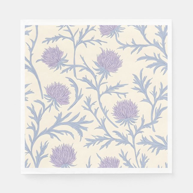 Lavender Thistle Floral Flower Pattern Napkin (Front)