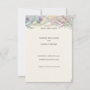 Lavender Thistle Garland Save the Date Card
