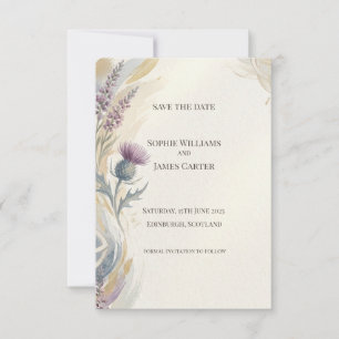 Lavender Thistle Save the Date Card
