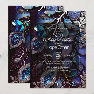 Lavender Thunder Botanical Gemstone Abstract Invitation
