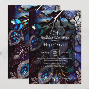 Lavender Thunder   Botanical Gemstone Abstract Invitation