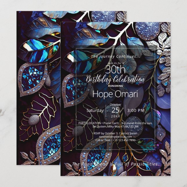 Lavender Thunder | Botanical Gemstone Abstract Invitation (Front/Back)