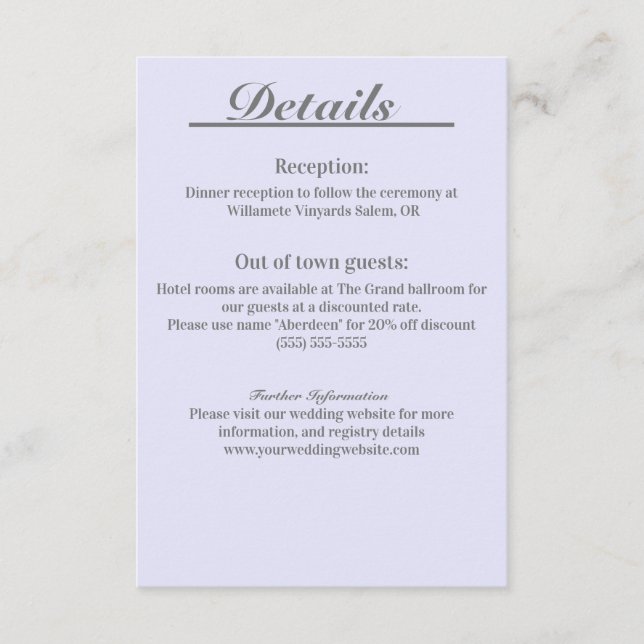 Lavender Timeless Elegance detail enclosure card (Front)