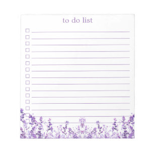 Lavender To Do List Boho Chic Minimalist Floral  Notepad
