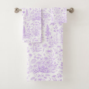 Lavender Toile Bath Towel Set