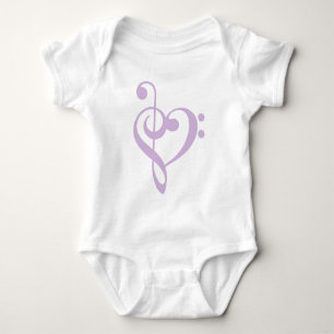 Lavender Treble Clef & Bass Clef Heart Baby Bodysuit