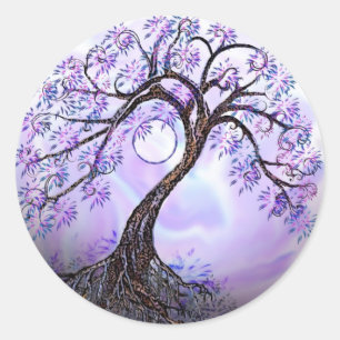Lavender Tree of Life Rev 2. Classic Round Sticker