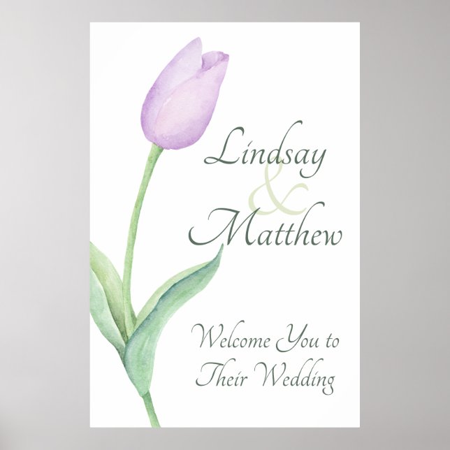 Lavender Tulip Solo Modern Purple Wedding Welcome Poster (Front)
