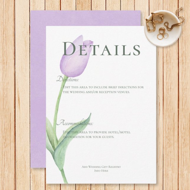Lavender Tulip Solo Purple Modern Details Enclosure Card (Creator Uploaded)