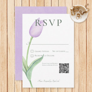 Lavender Tulip Solo Purple Modern Wedding RSVP Card