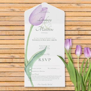 Lavender Tulip Solo Purple No Dinner with Details All In One Invitation
