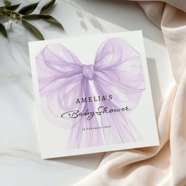 Lavender Tulle Bow Elegant Baby Shower Napkin (Creator Uploaded)