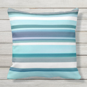 Lavender Turquoise White Watercolor Stripes Cushion