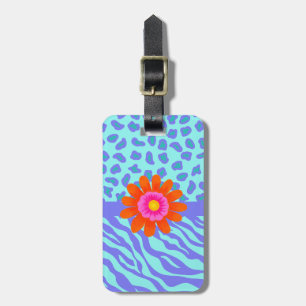Lavender & Turquoise Zebra & Cheetah Skin Custom Luggage Tag