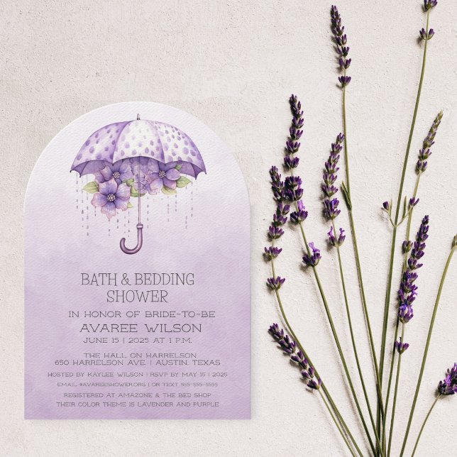 Lavender Umbrella and Flowers Bridal Shower  Invitation (Creator Uploaded)