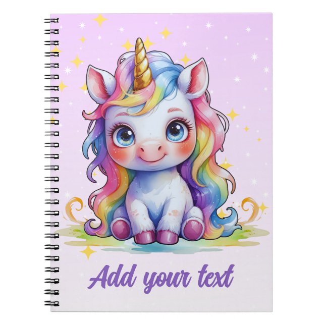 Lavender Unicorn Journal– Personalised Notebook (Front)