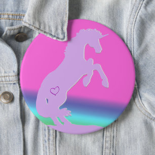 Lavender Unicorn Silhouette (rainbow background) 6 Cm Round Badge
